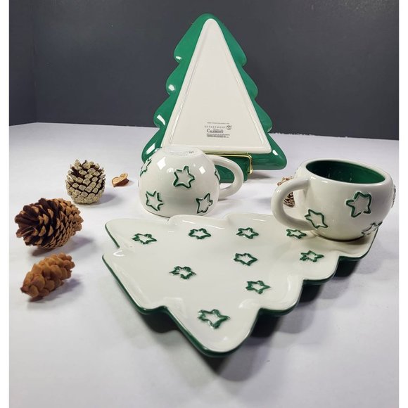 Department 56 Time to Celebrate set 2  Christmas tree plates and 2 mugs, box - Picture 4 of 17